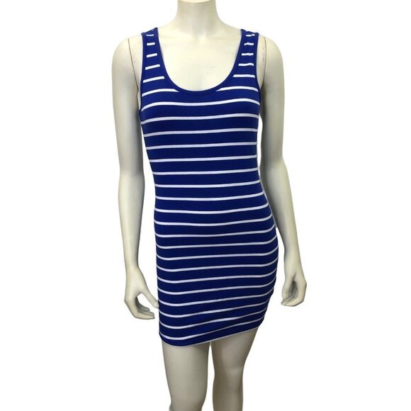 FOREVER21‎ STRIPED SLEEVELES BACK DETAIL BLUE DRESS SM new with tag - Picture 1 of 4